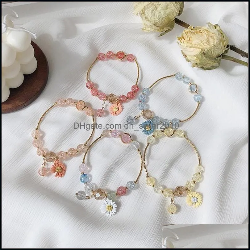 Little Daisy Flower Bracelet Best Friend Jewelry Style Popcorn Crystal Bracelet 3020 Q2
