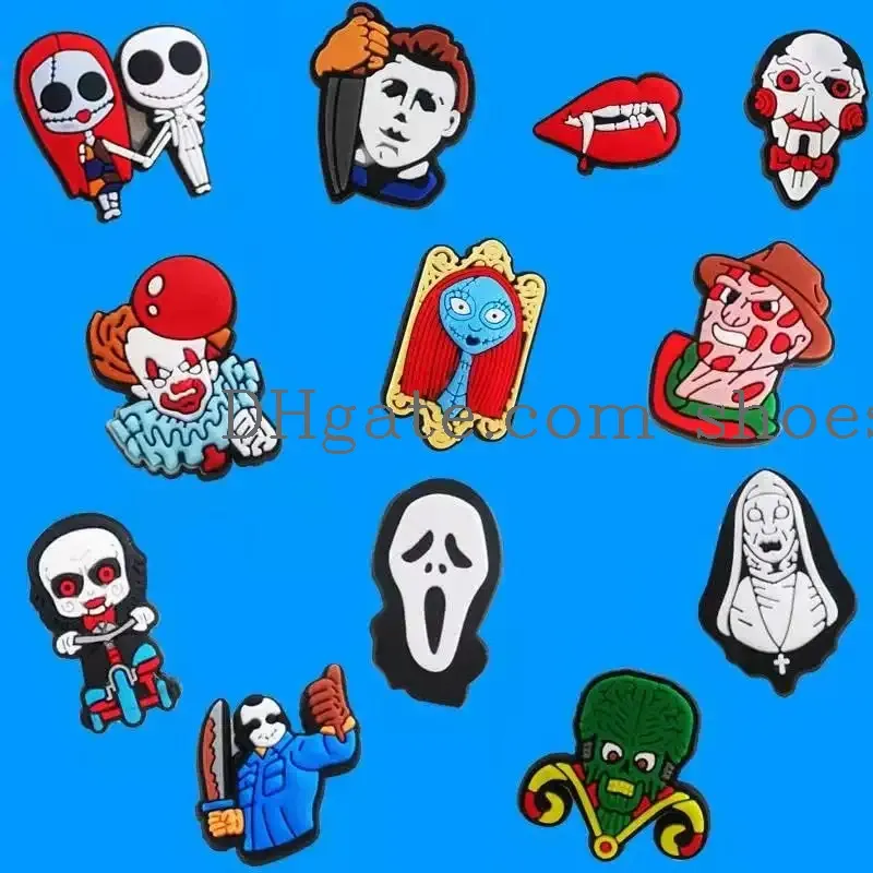 3ml halloween horror skull charms for croc scary shoe charms bracelet wristband accessories for kids girl boys adults men women party birthday christmas gifts