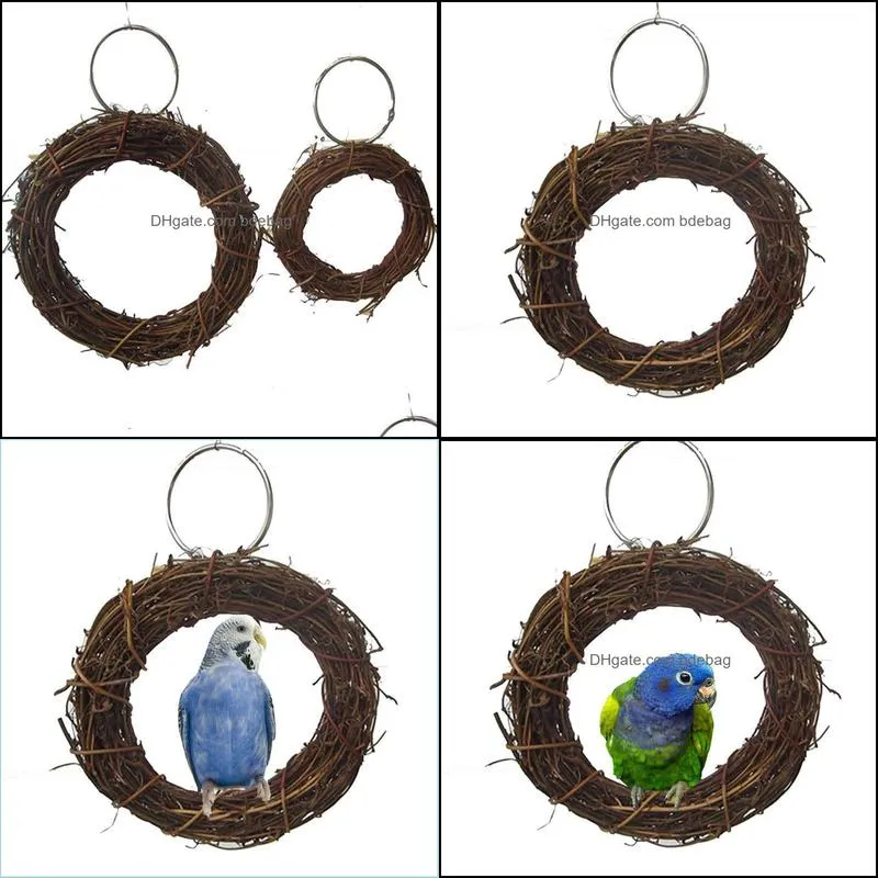 Pet Bird Parrot Ring Standing Perch Toy Pet Cage Swing Toy Accessories Chew Toy For Parrot Bird