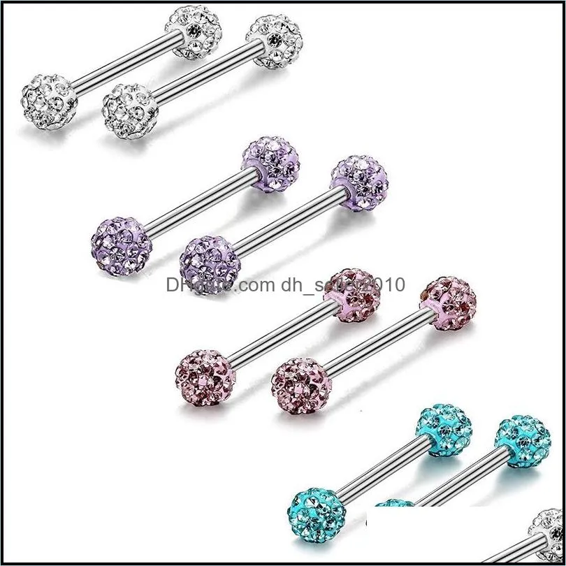 Stainless steel diamond tongue nails, tongue ring, breast nail, ear bone nails, nose nails, human body jewelry 3708 Q2