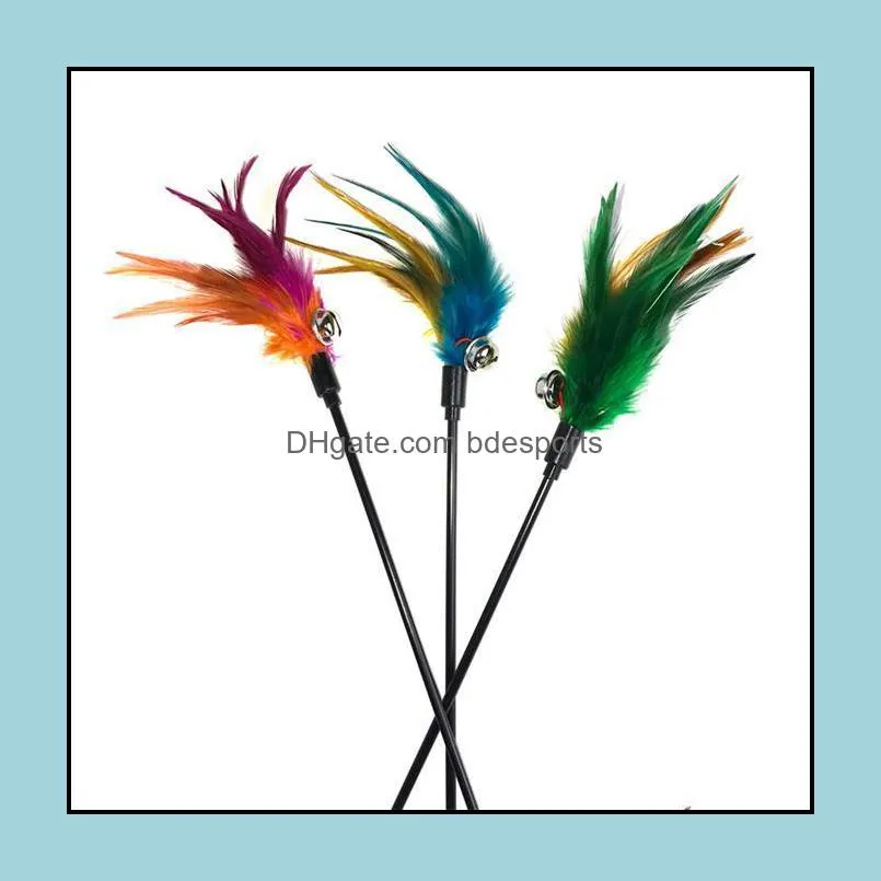Colorful Cat Toys Soft Feather Bell Rod Toy for Cat Kitten Funny Intelligence Playing Interactive Toy Pet Cat Supplies