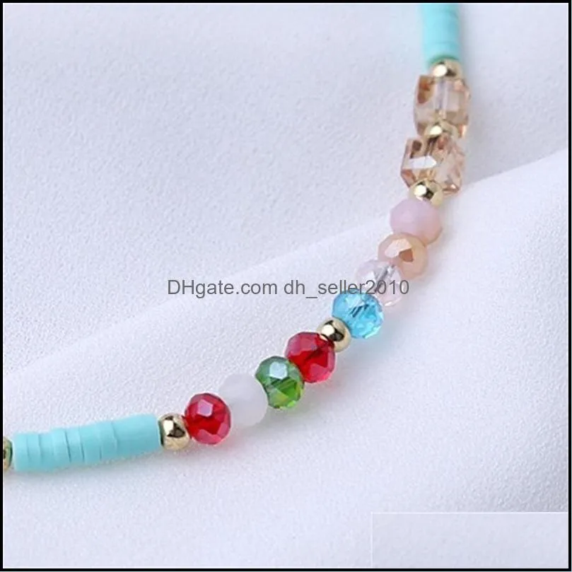 Fashion Colorful Crystal Bead Anklets for Women Barefoot Sandals Foot Anklet Bracelet Bohemia Summer Beach Charm Bead Jewelry Gift 1357