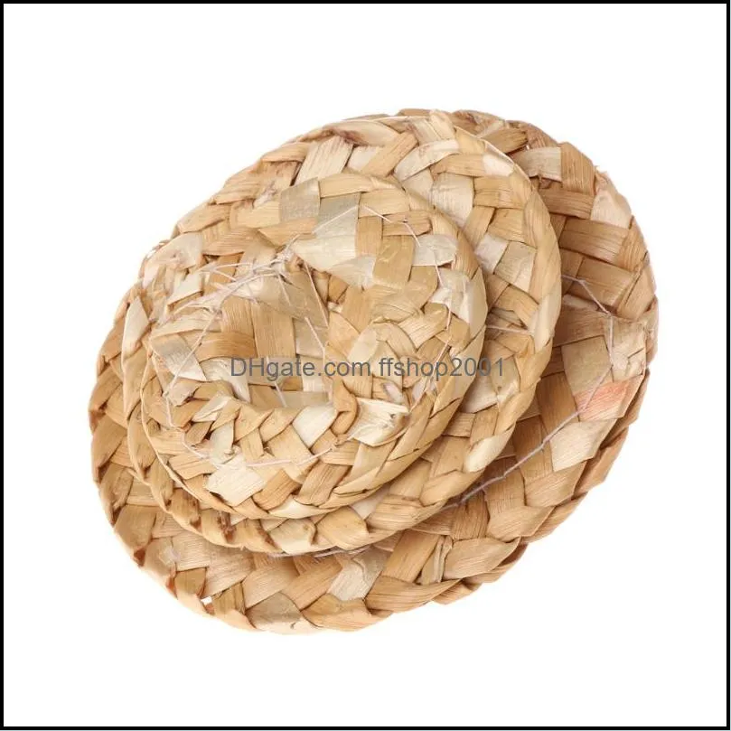 Newest Handmade Straw Woven Hat Adjustable for Parrot Birds Head Accessories Fashionable Pet Toy Bird Supplies