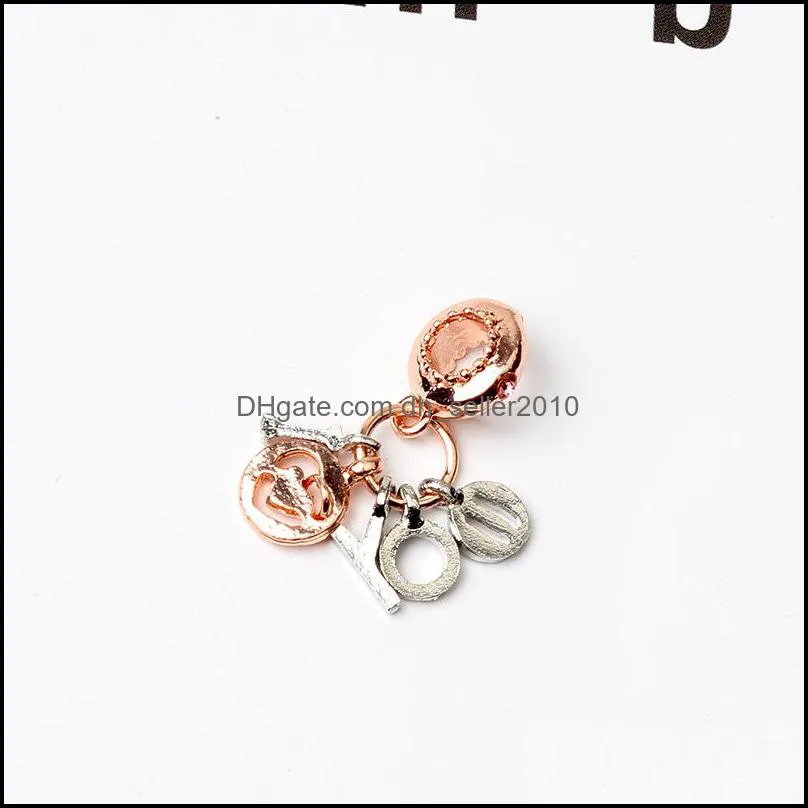 Authentic 925 Sterling Silver LOVE Letters Pendant Charms For Rose Gold Charms Beads For Jewelry Making Accessories 1377 D3