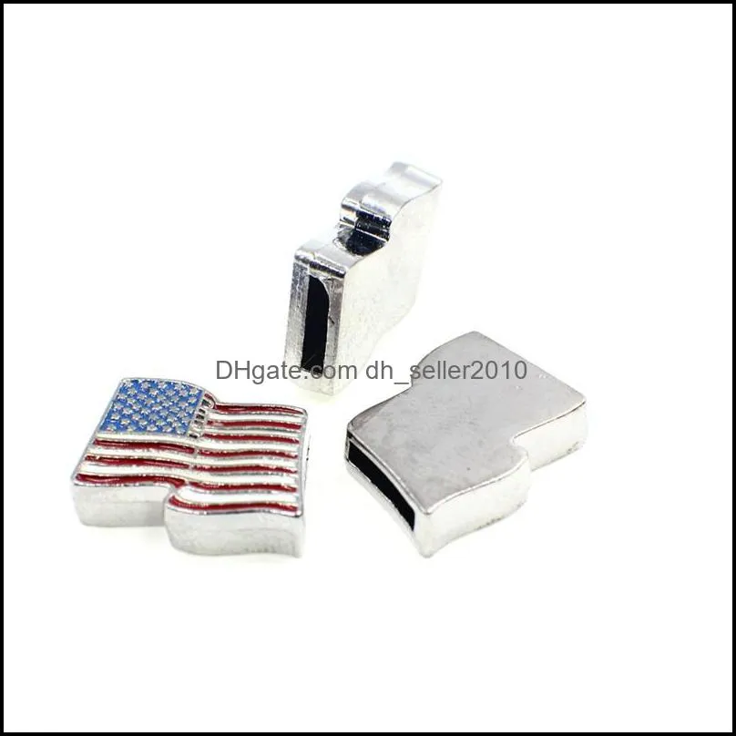 Wholesale 8mm American Flag slide charms fit for diy 8MM leather wristband bracelet fashion jewelry 1185 E3