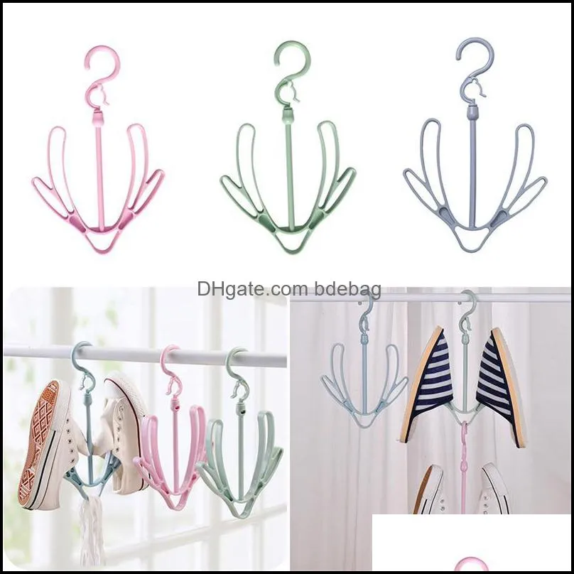 Shoes Drying Hanger Stand Footware Shoes Organizer Balcony Hanging Rack Multifunction Windproof Shoes Holder Creative Shelf 3 Colors