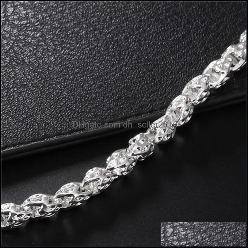 Plated Silver 20 Inch 5mm Twisted Rope Chain Necklace For Women Man Fashion Wedding Charm Jewelry 236 W2