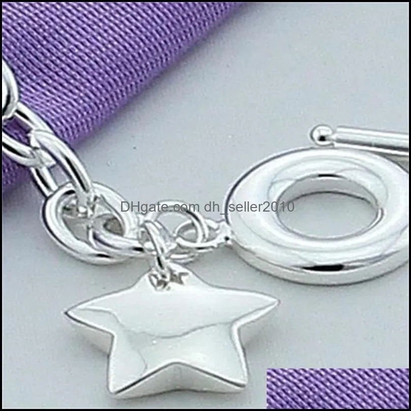 925 Sterling silver Star TO buckle Charm Bracelets Chain For Women Fashion Wedding engagement Fine Jewelry 1271 T2