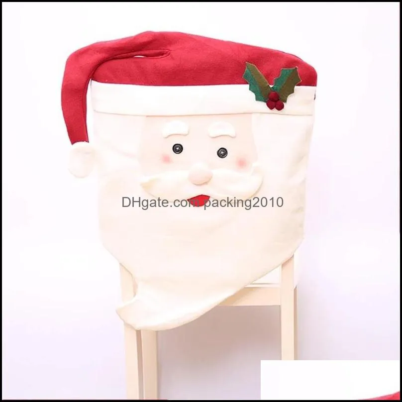 Christmas Chair Covers Santa Claus Chair Back Cover Christmas Dinner Table Decoration New Year Party Supplies Xmas Ornament