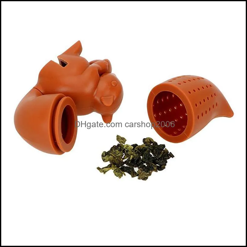 Silicone Tea Infuser Animal Squirrel Shape Heat Resistant Tea Leaf Strainer Filter Cute Tea Diffuser Teaware Kitchen Tools