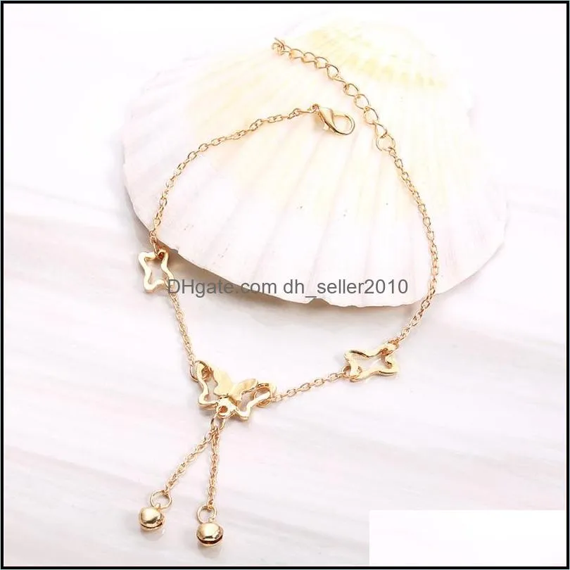 Rhinestone Crystal Ankle Bracelets For Women Sandals Butterfly Anklet Boho Beach Foot Iced out chains Anklets Female Fashion Jewelry 516