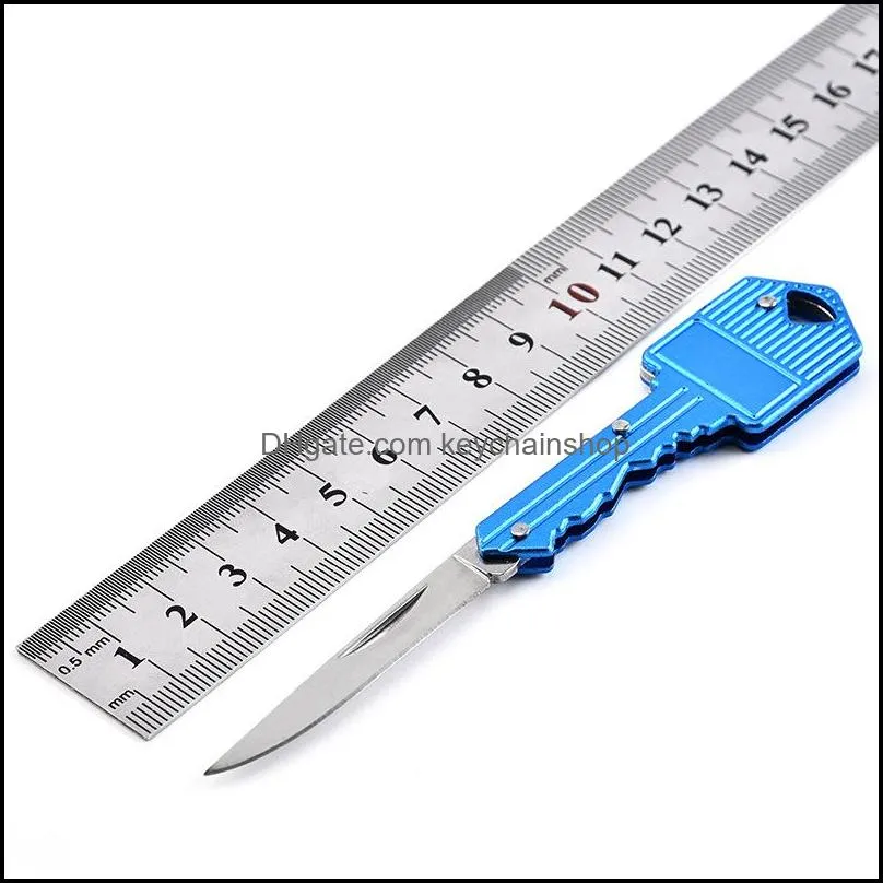 mini key shape folding knife keychain portable outdoor sabre pocket fruit knife multifunctional camping tool gear