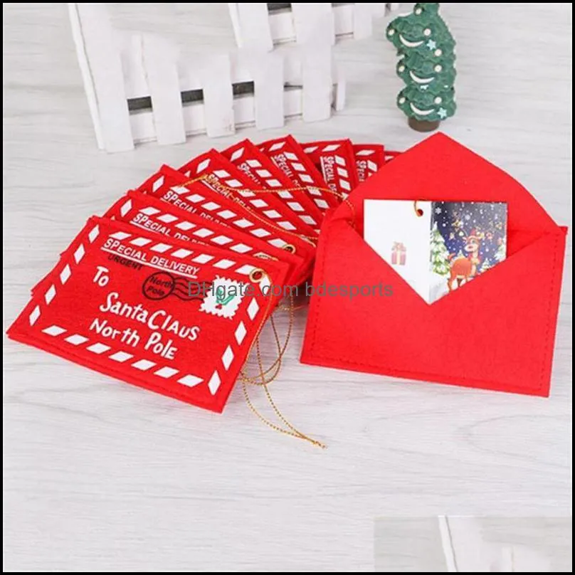 To Santa Claus Red Christmas Greet Envelope Pendant Christmas Decor Bags Xmas Girl Gifts Cards School Wedding Home Accessories