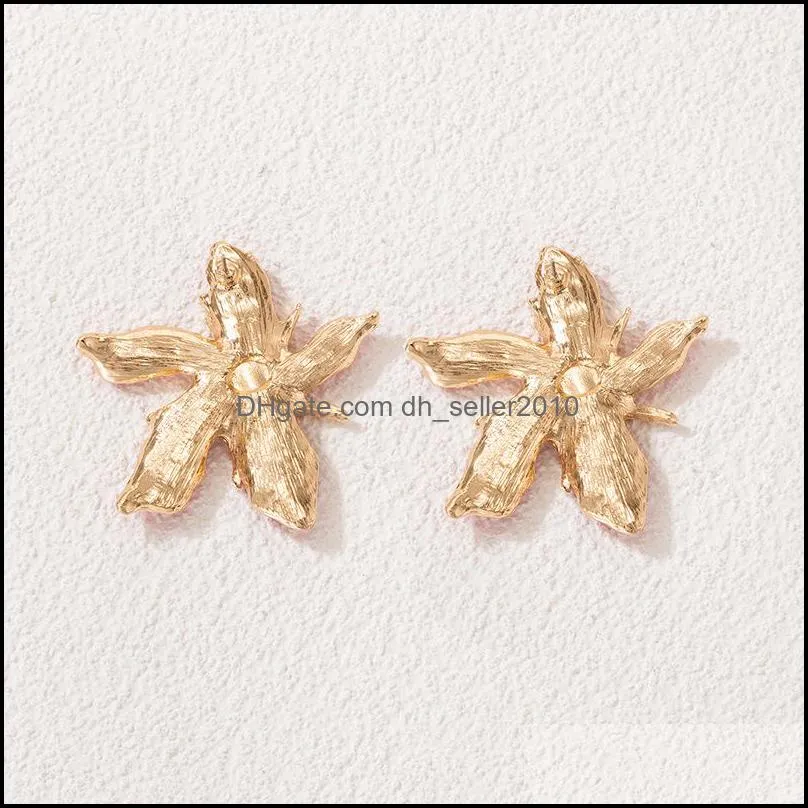 Gold Big Flower Drop dangle Earring for Women Trendy Metal Flral Geometry Party Jewelry Gift 5621 Q2