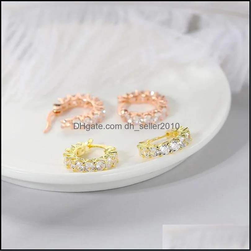 High Quality Cubic Zirconia Women Hoop Earrings Stylish Girl Accessories Party Daily Wearable Fashion Jewelry Drop Ship 5610 Q2