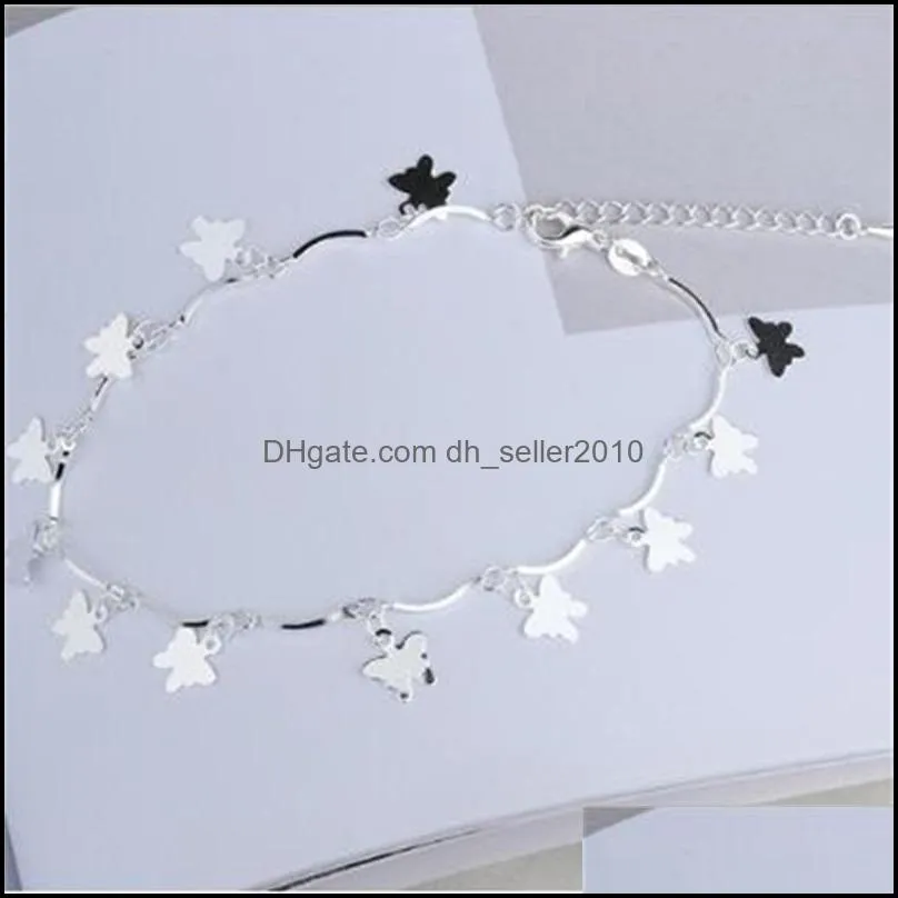 New 925 sterling sliver ankle bracelet for women Foot Jewelry Inlaid Zircon Anklets Bracelet on a Leg Personality Gifts 527 T2