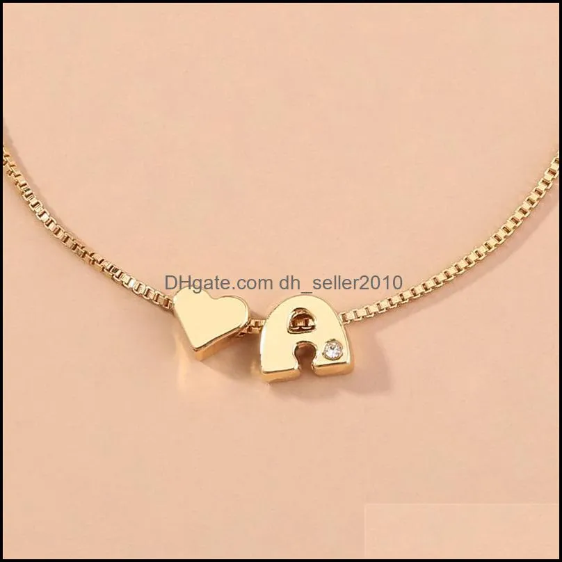 Fashion 26 Initial letters bracelets For Women Gold Love Heart crystal Alphabet Charm Box chains Bangle adjustable Jewelry Gift 284 G2