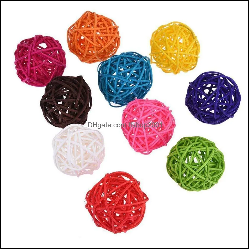 Colorful Rattan Balls Parrot Toys Bird Interactive Bite Chew Toys for Parakeet Budgie Cage Accessories Bird Playing Toys