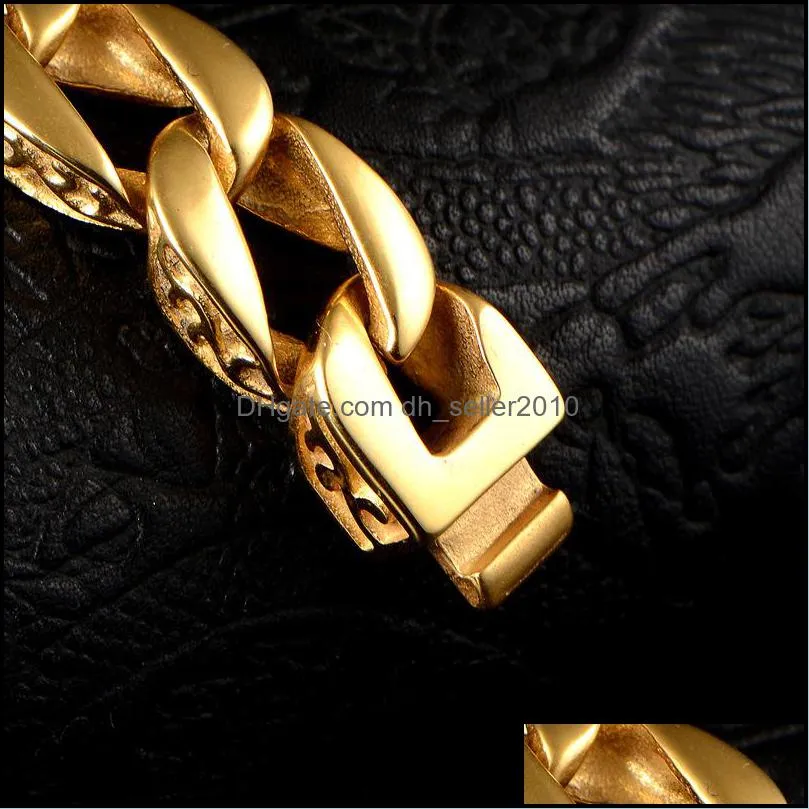 22cm Link Chain Fashion Gold Men`s Charm Bracelets Retro Mens High Quality Cool Male Biker Jewelry Accessory