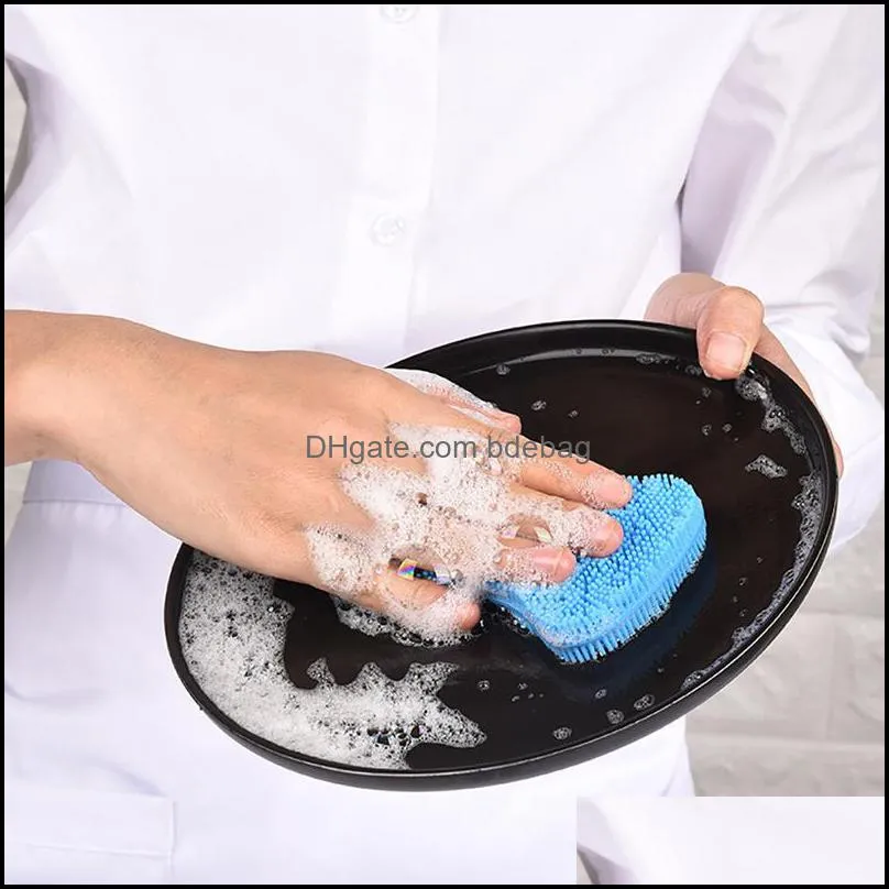 Silicone Dish Washing Brush Pot Pan Wash Brushes Pot Pan Sponge Scrubber Silicone Scouring Pad Kitchen Cleaning Tool