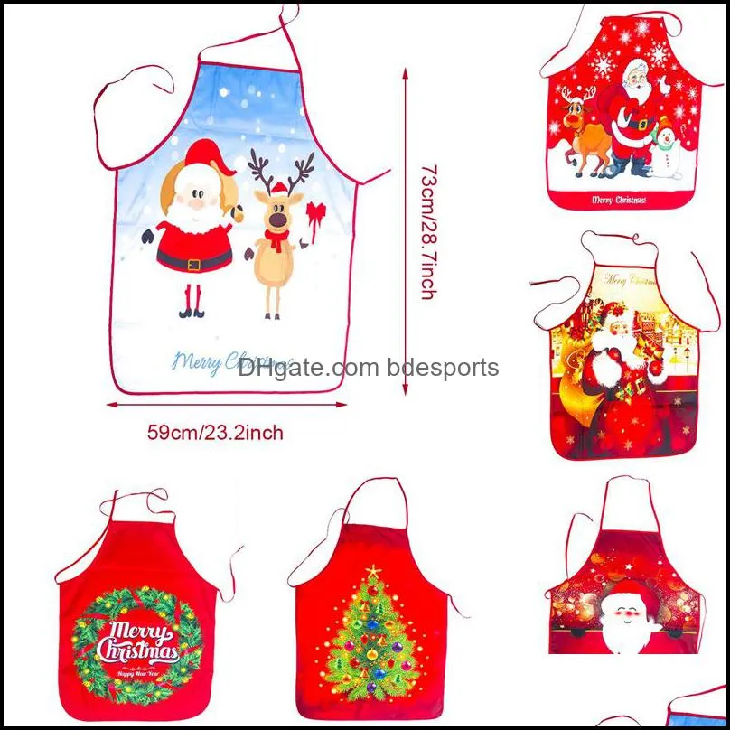 Christmas Apron Adult Santa Claus Christmas Tree Elk Apron 80*60cm Kitchen Baking Restaurant Dinner Home Christmas Decoration