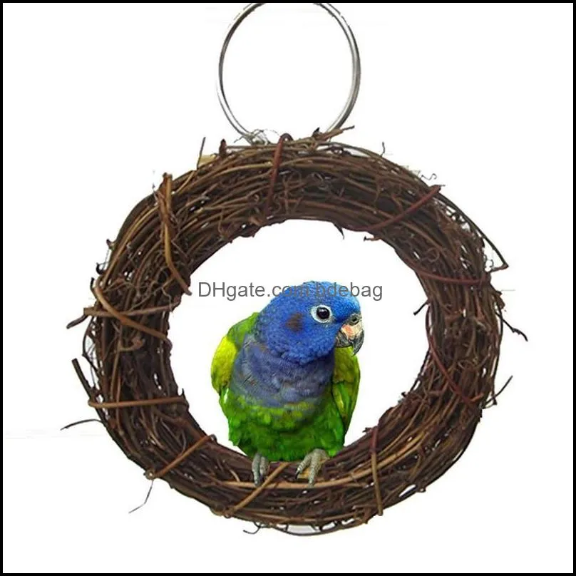 Pet Bird Parrot Ring Standing Perch Toy Pet Cage Swing Toy Accessories Chew Toy For Parrot Bird