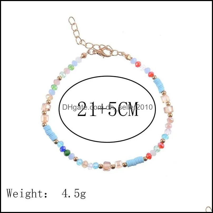 Fashion Colorful Crystal Bead Anklets for Women Barefoot Sandals Foot Anklet Bracelet Bohemia Summer Beach Charm Bead Jewelry Gift 1357