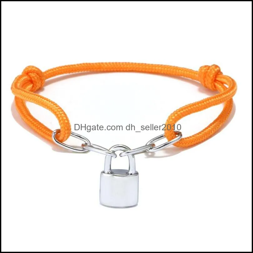 Fashion Lock Charm Bracelet For Women Men Jewellery Silvery Padlock Retractable Rope Bracelet Bangle Couple Jewelry 2020 89 W2