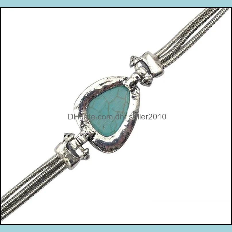 Fashion Bracelet Turquoise Popular Retro Hand Jewelry Women Man Chain Bracelets Vintage Silver Plated Bangle Party 8 4rq K2B