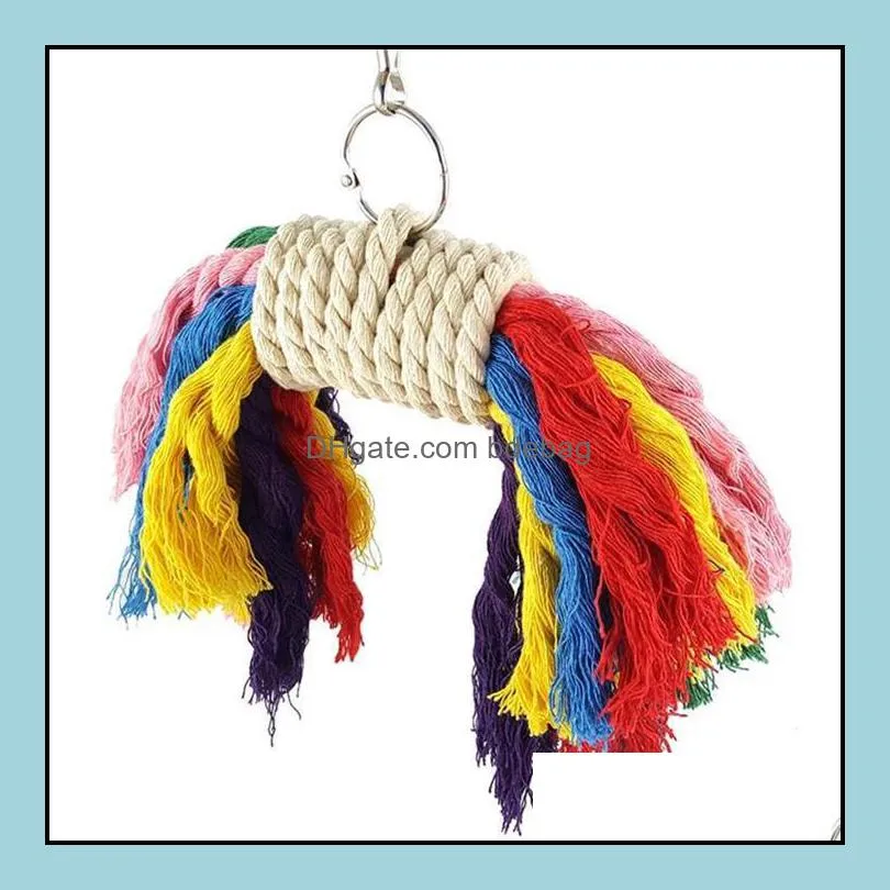 Parrot Bite Toys Pet Parrot Perch Braided Budgie Chew Cotton Rope Bird Cage Conure Cockatiel Toy Pets Birds Training Accessories