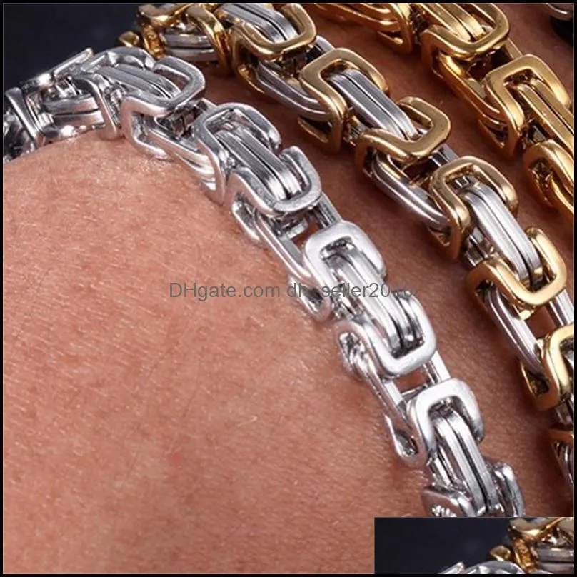Wholesale 5MM 316L Titanium Steel Gold Chain Bracelet Fashion Cool Men`s Jewelry Christmas Brsee pics Father Gift