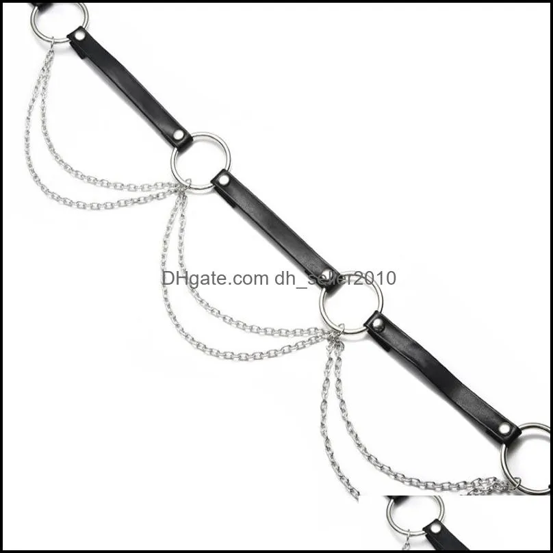 Leather Body Harness Chain Belt Sexy Body Chain Women Straps Girls Rave Waist Jewelry Fashion Accessory 1663 Q2