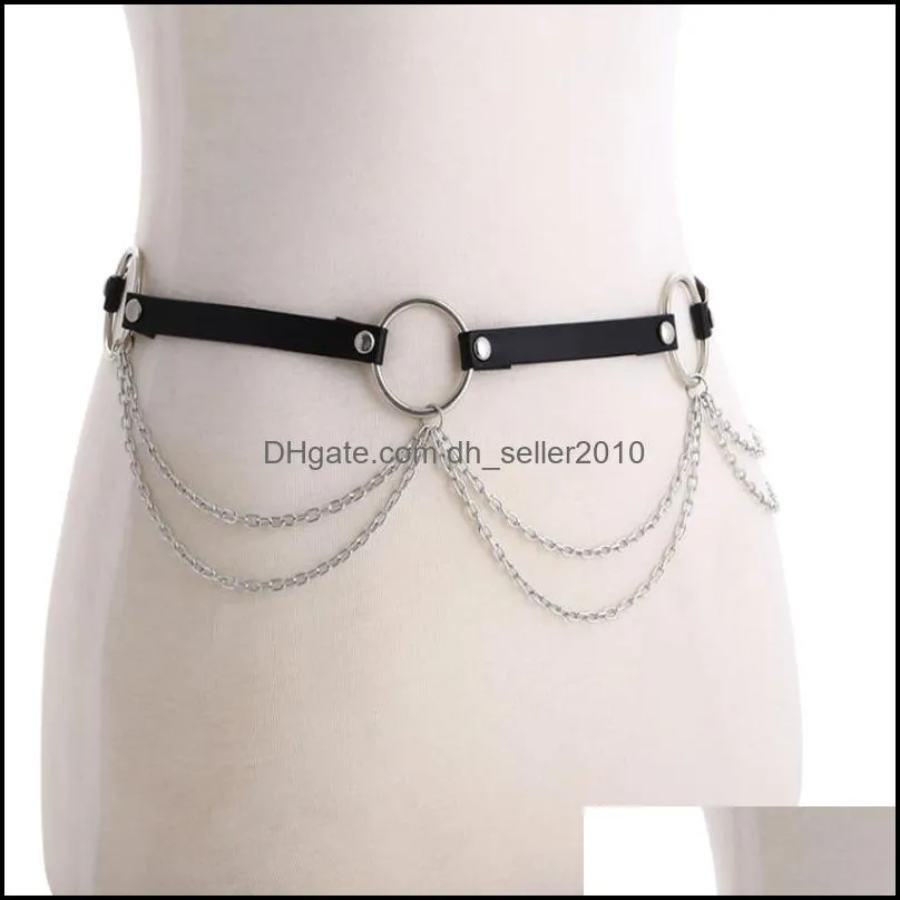 Leather Body Harness Chain Belt Sexy Body Chain Women Straps Girls Rave Waist Jewelry Fashion Accessory 1663 Q2