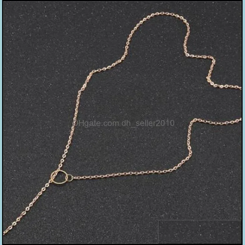 Necklaces Pendants Women Simple Golden Color Alloy Y Shaped Statement Necklaces 18K Gold Plated Cheap Long Charms Chains Necklac 103