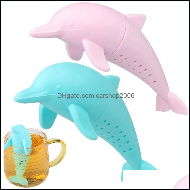 Creative Dolphin Tea Infuser Teapot Filter Silicone Leakproof Loose Leaf Animal Tea Strainer Coffee Drinkware Kitchen Accessories