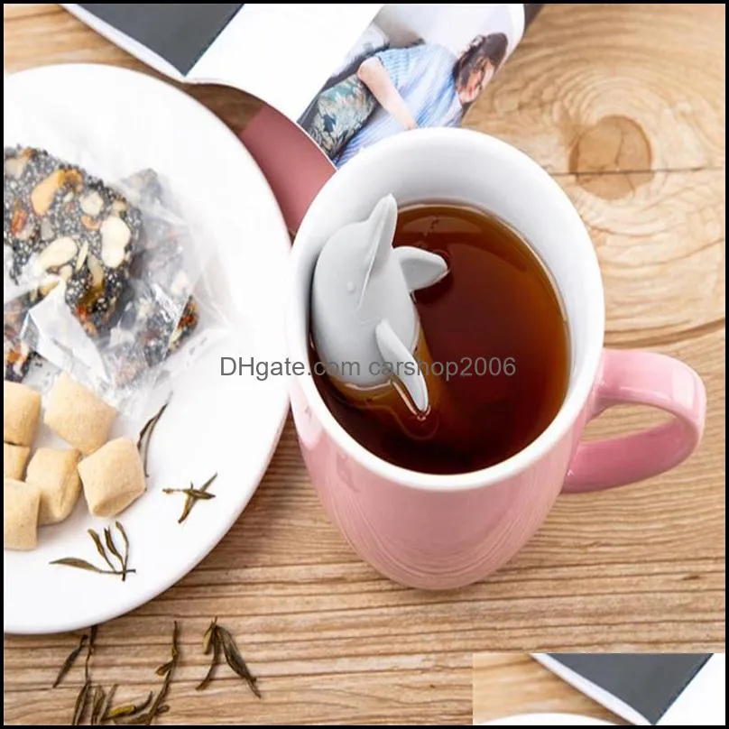 Creative Dolphin Tea Infuser Teapot Filter Silicone Leakproof Loose Leaf Animal Tea Strainer Coffee Drinkware Kitchen Accessories