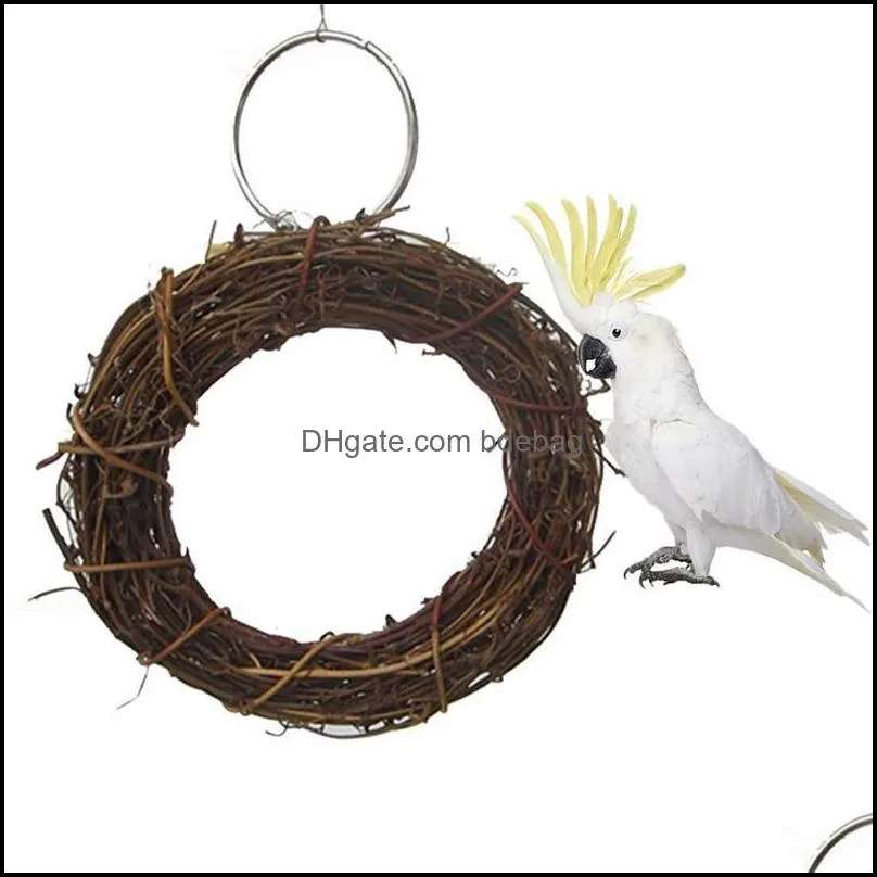 Pet Bird Parrot Ring Standing Perch Toy Pet Cage Swing Toy Accessories Chew Toy For Parrot Bird