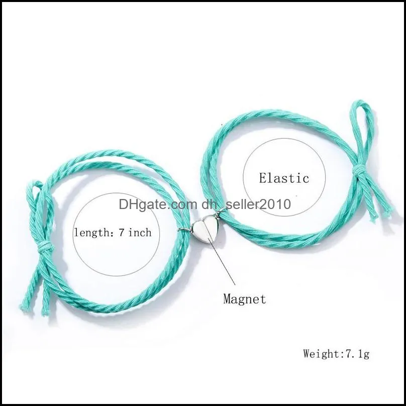 Heart Magnet Attracts Couples Bracelets Students Good Sisters Hand Rope Friendship Bracelet Jewelry 3027 Q2