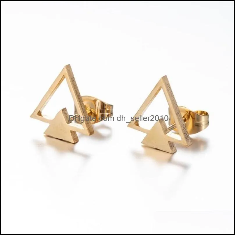 Stainless Steel Earrings Women Men Hip hop Black Three Star Triangle Stud Earring Fashion Jewelry Gift Friend 5598 Q2