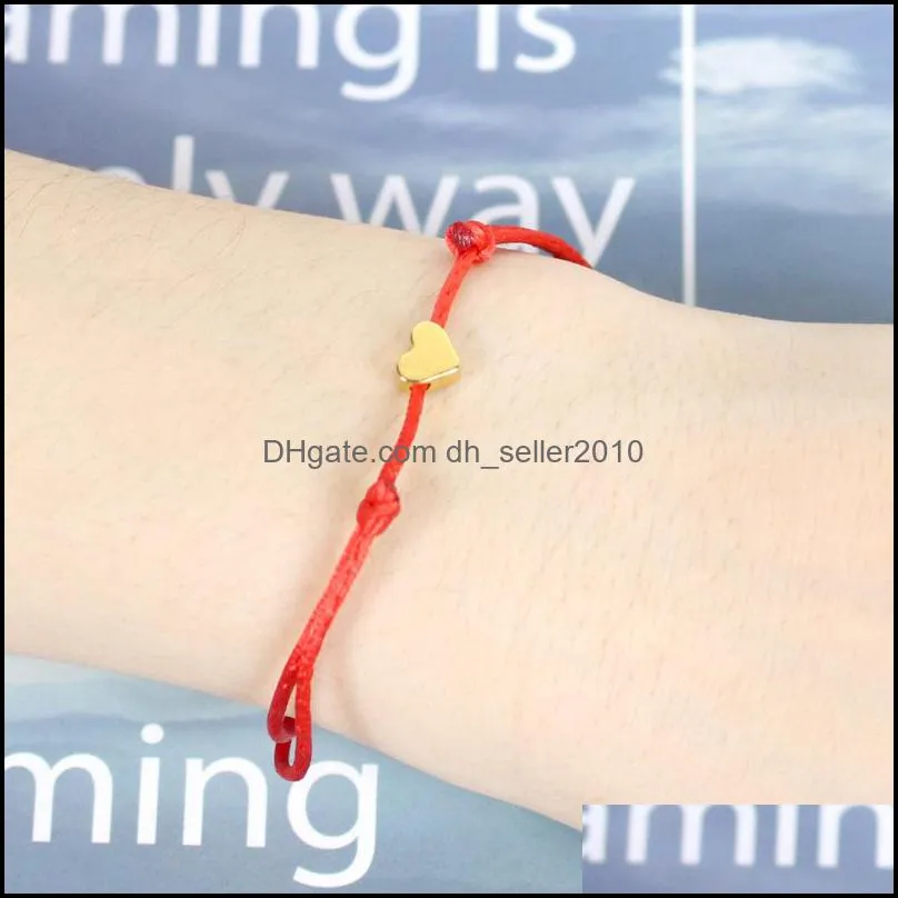 Lucky Golden Cross Heart Bracelet For Women Children Red String Adjustable Handmade Bracelet DIY Jewelry 235 R2