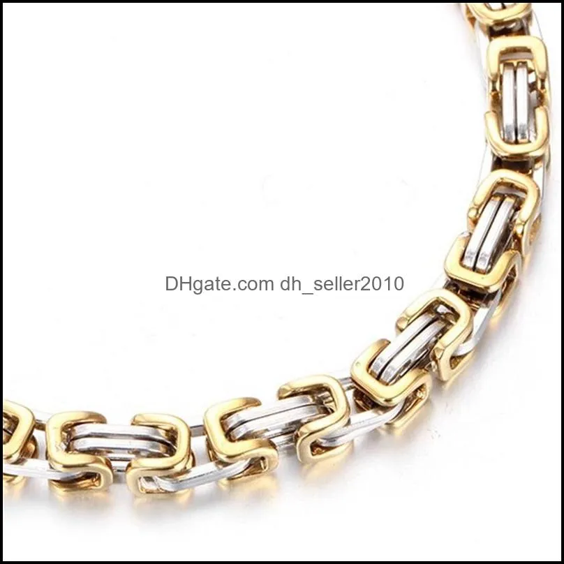 Wholesale 5MM 316L Titanium Steel Gold Chain Bracelet Fashion Cool Men`s Jewelry Christmas Brsee pics Father Gift