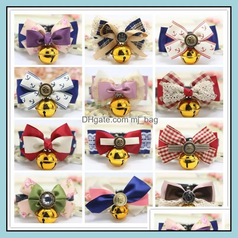 Pet Dog Tie Bow Tie Teddy Bowknot Cat Bell Collar Jewelry Handsome Gentleman Adjustable Cute Fashion