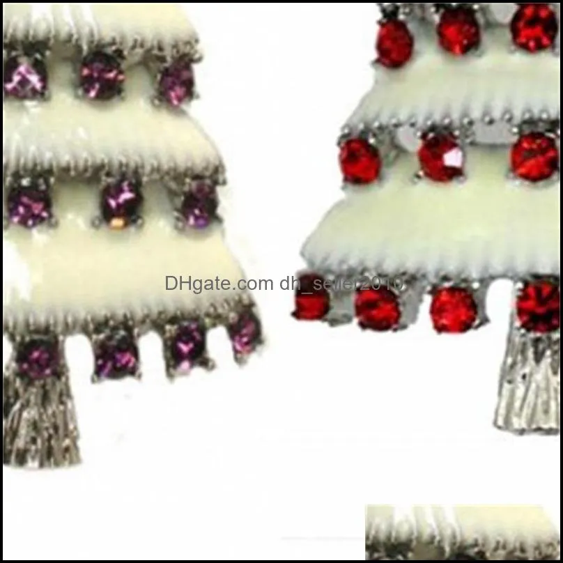 Christmas Tree Enamel Brooches For Women Men Inlaid Colorful Crystal Rhinestone Brooch Pins 1372 D3