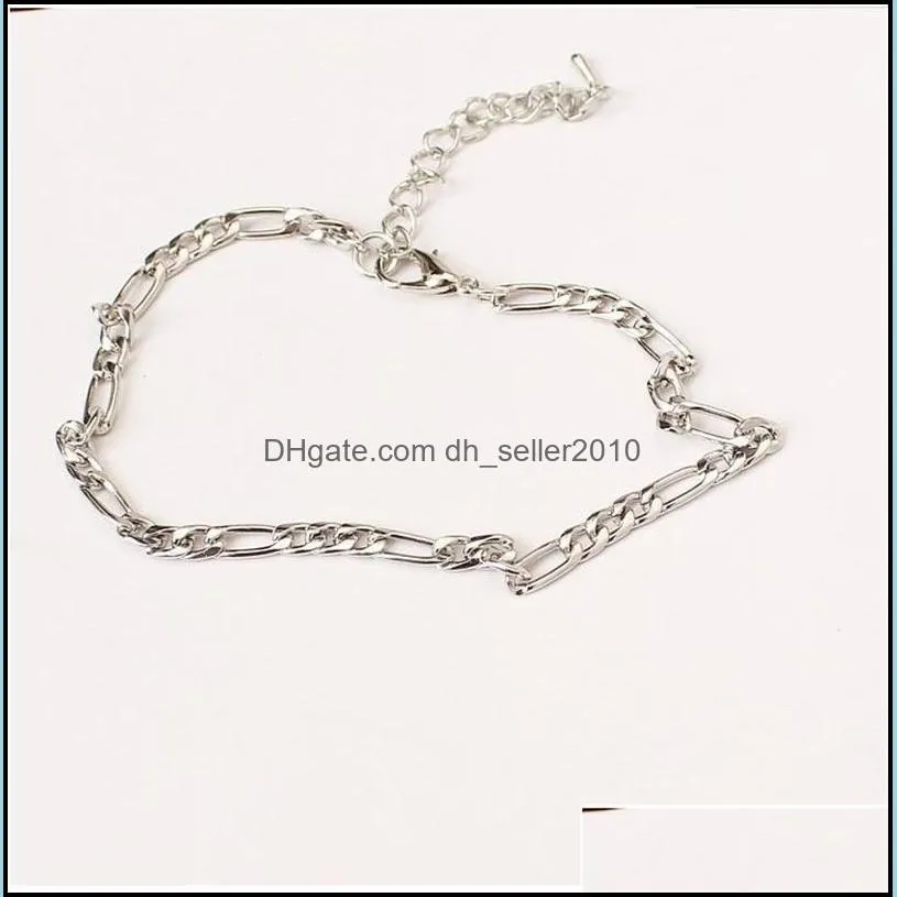 European and American Foreign Trade Jewelry Fashion Simple and Versatile Metal Chain Ladies Anklet 1496 V2