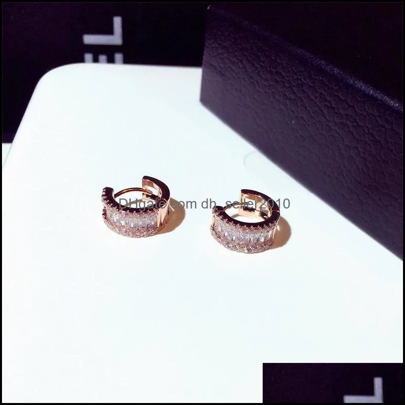 Hoop Earring Round Super Micro Inlaid Rhinestone Temperament Ear Stud Minimalist Luxury for Women Wedding Huggie Earrings Jewelry 1211