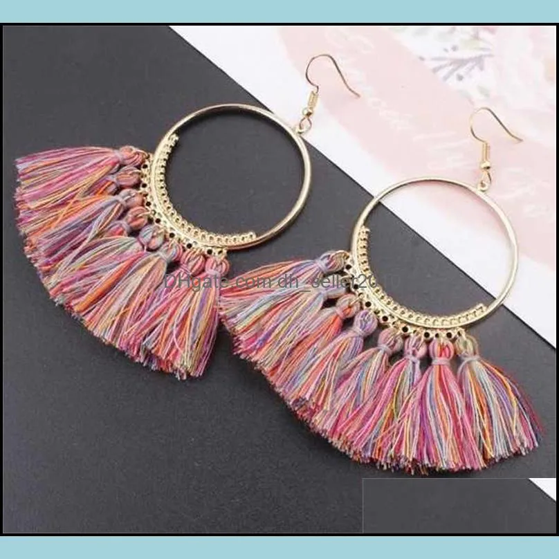 16 colors Tassel Earrings For Women Ethnic Big Drop Earrings Bohemia Fashion Jewelry Trendy Cotton Rope Fringe Long Dangle 673 Q2