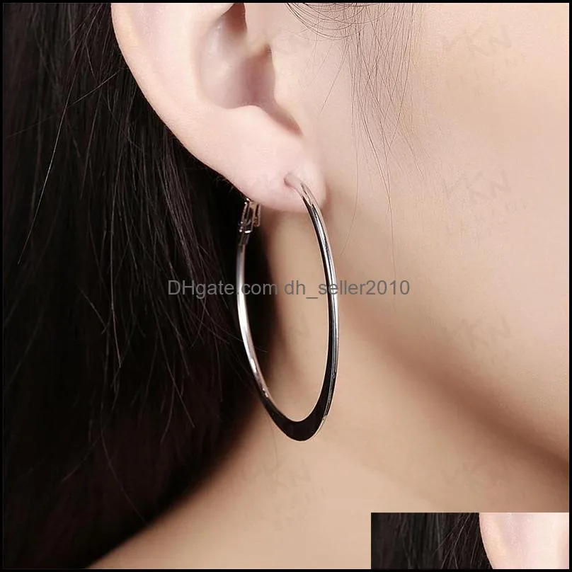 925 Silver Creole Circle Hoop Earrings For Women Christmas Earring Jewelry 1457 Q2