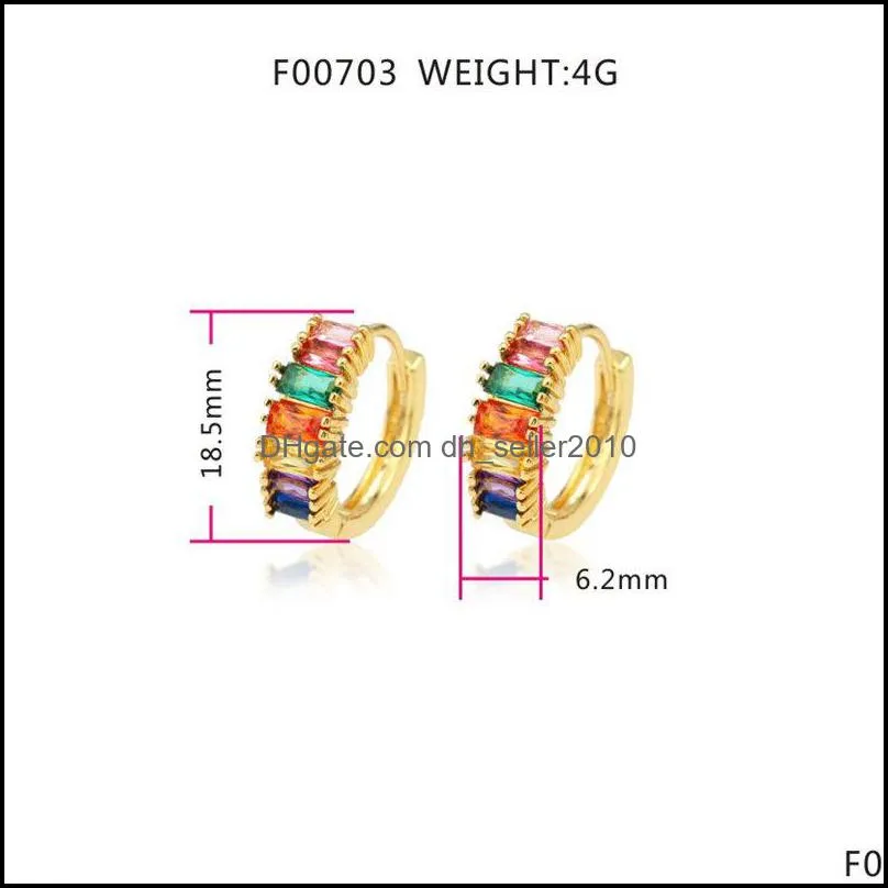 100% S925 STERLING Silver Woman Earring Shiny Rainbow Crystal Huggies Hoop Earrings for Lovers` Girls Pendientes Korean Jewelry 823 Z2