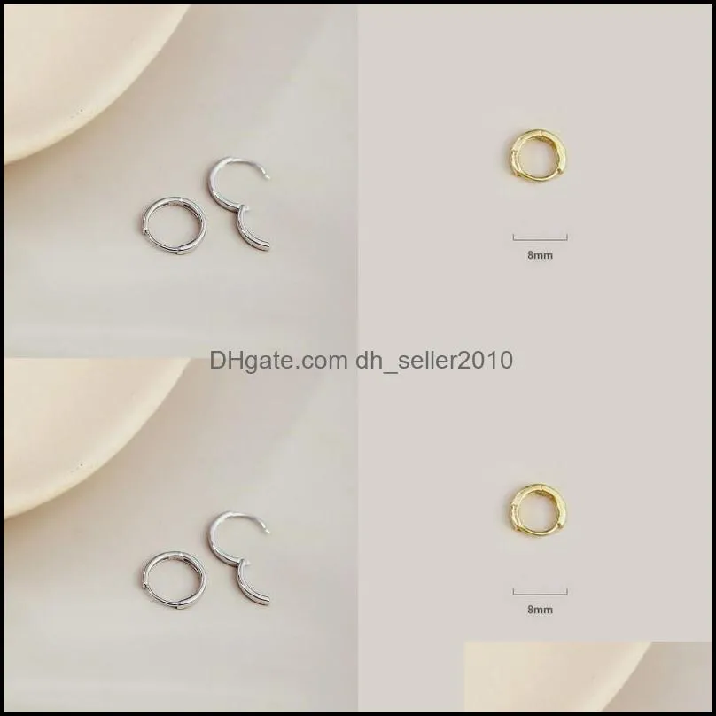 8mm gold color Round Hoop Earrings for Women minimalist delicate cute mini small stacking earring jewelry