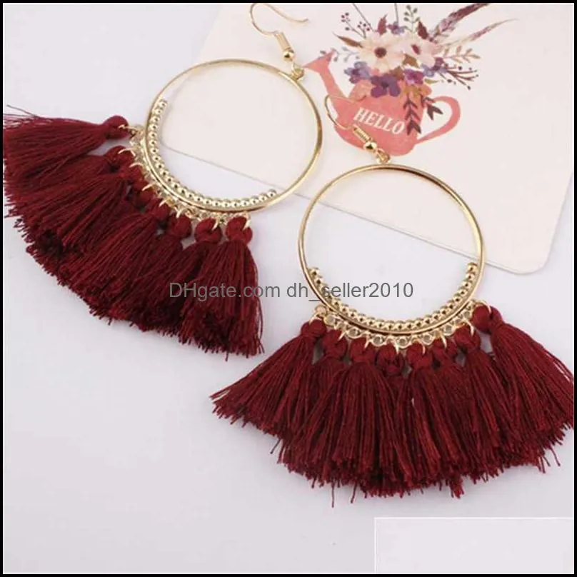16 colors Tassel Earrings For Women Ethnic Big Drop Earrings Bohemia Fashion Jewelry Trendy Cotton Rope Fringe Long Dangle 673 Q2